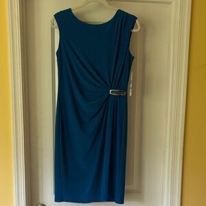 Evan Picone Teal Midi Dress with Buckle Detail
